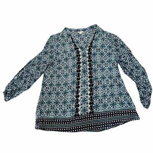 Cato Womens Boho-Style Printed Tunic‎ Top With Button Details Size 18/20